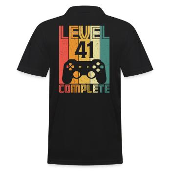 41st birthday Gamer Level 41 Complete 41 years - Men's Polo Shirt - black - Back - Kai (181cm)