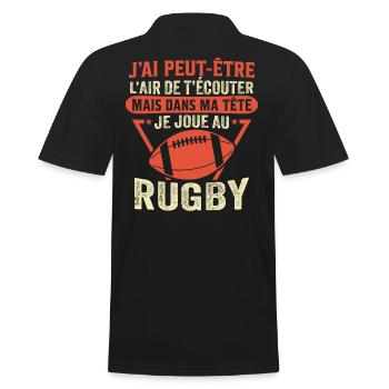 Je joue au rugby t-shirt joueur de rugby - Polo Homme - noir - Dos - Kai (181cm)