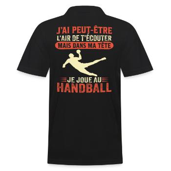 dans ma tête je joue au handball cadeau handball - Polo Homme - noir - Dos - Kai (181cm)