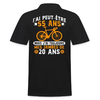 Anniversaire 55 ans pour un cycliste cadeau vélo - Polo Homme - noir - Dos - Kai (181cm)