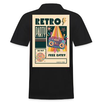 Retro-Party-Boombox-Neon - Männer Poloshirt - Schwarz - Hinten - Kai (181cm)