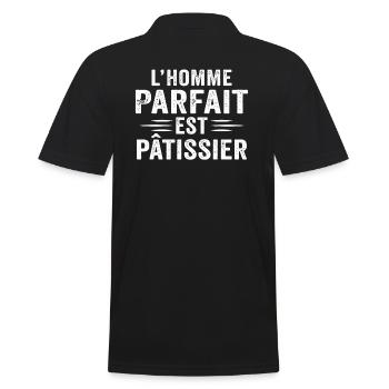 l'homme parfait est pâtissier cadeau pâtissier - Polo Homme - noir - Dos - Kai (181cm)