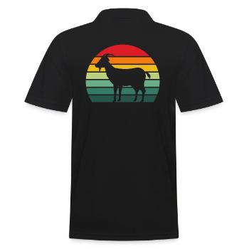 Ziege Retro Geschenk Ziege T-Shirt - Männer Poloshirt - Schwarz - Hinten - Kai (181cm)