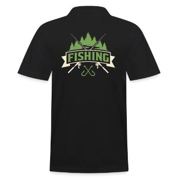 fishing fish fisher design - Men's Polo Shirt - black - Back - Kai (181cm)