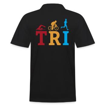 TRI Triathlete Triathlon - Men's Polo Shirt - black - Back - Kai (181cm)
