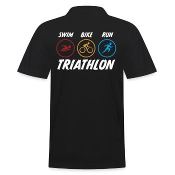 swim bike run triathlon - Männer Poloshirt - Schwarz - Hinten - Kai (181cm)
