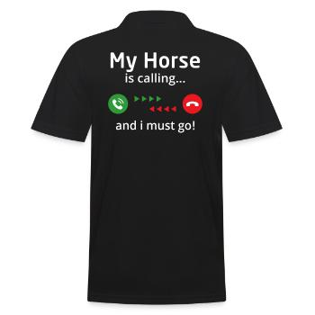 my horse is calling and i must go - Männer Poloshirt - Schwarz - Hinten - Kai (181cm)