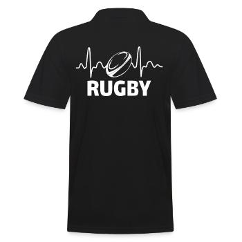 Rugby Herzschlag T-Shirt rugby rugbyman - Männer Poloshirt - Schwarz - Hinten - Kai (181cm)