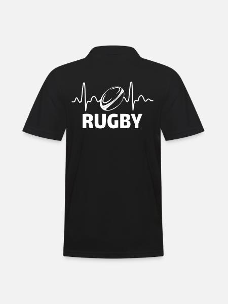Rugby Herzschlag T-Shirt rugby rugbyman - Männer Poloshirt - Schwarz