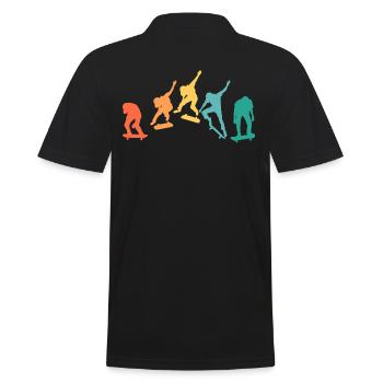Retro skaters skateboard t shirt skate - Männer Poloshirt - Schwarz - Hinten - Kai (181cm)
