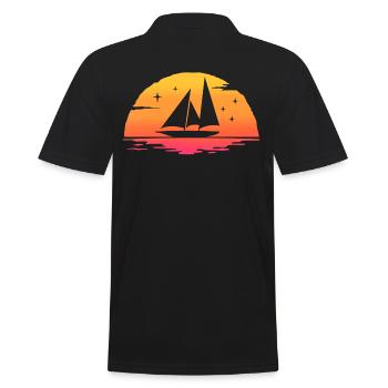 sunrise sailing captain sail t-shirt sailboat - Männer Poloshirt - Schwarz - Hinten - Kai (181cm)
