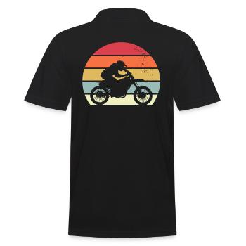 retro motocross motorcycle sport moto - Polo Homme - noir - Dos - Kai (181cm)