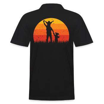 Vater und Tochter - Vater und Sohn, Vater Sohn und Tochter - Männer Poloshirt - Schwarz - Hinten - Kai (181cm)