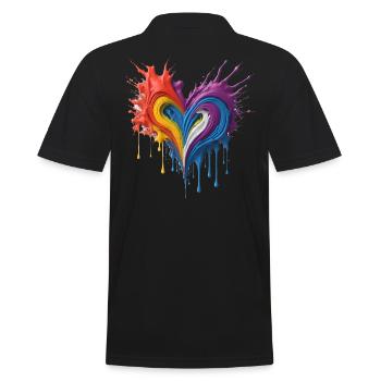 Herz Liebe Farbe Kunst - Männer Poloshirt - Schwarz - Hinten - Kai (181cm)