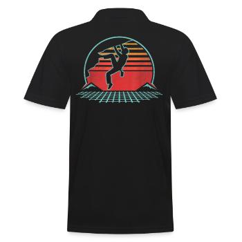Retro design rock climbing climber - Polo Homme - noir - Dos - Kai (181cm)