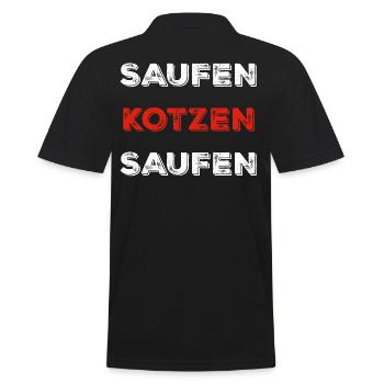 Saufen kotzen saufen - Männer Poloshirt - Schwarz - Hinten - Kai (181cm)