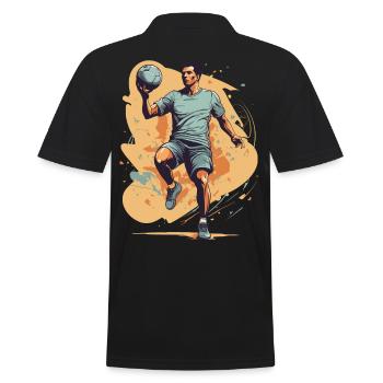 Handball Player Streetwear Iconic Style - Men's Polo Shirt - black - Back - Kai (181cm)
