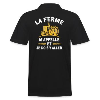 t-shirt ferme agriculture agriculteur ferme paysan - Polo Homme - noir - Dos - Kai (181cm)
