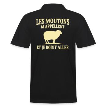 les moutons m'appellent et je dois y aller - Polo Homme - noir - Dos - Kai (181cm)