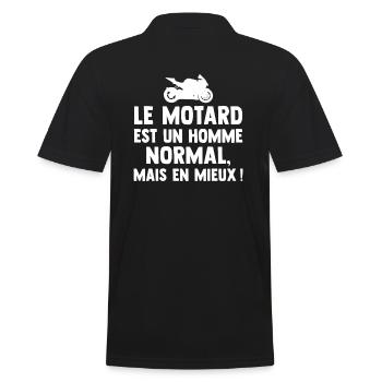le motard est un homme normal, mais en mieux ! - Polo Homme - noir - Dos - Kai (181cm)
