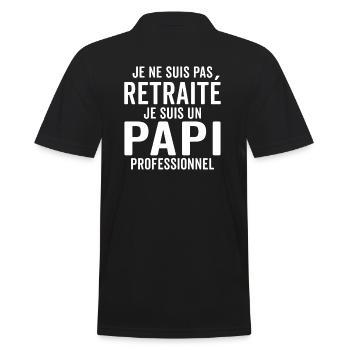 Je ne suis pas retraité je suis un papi - Polo Homme - noir - Dos - Kai (181cm)
