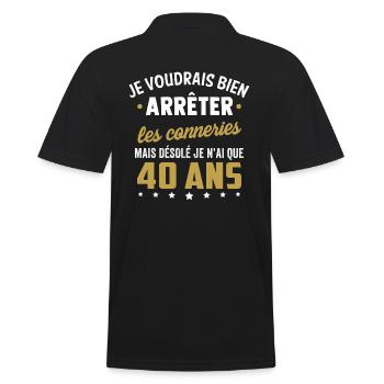 40 ans cadeau d'anniversaire t shirt 40 ans - Polo Homme - noir - Dos - Kai (181cm)