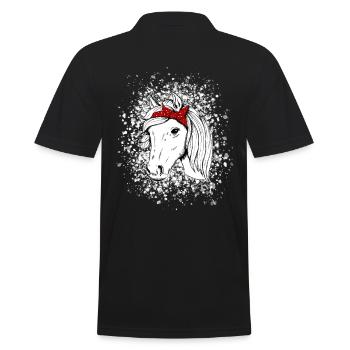 Pferd mit Schneeflocken - Männer Poloshirt - Schwarz - Hinten - Kai (181cm)