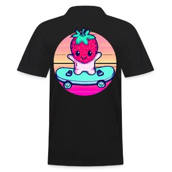Skateboard fraise au coucher du soleil - Polo Homme - noir - Dos - Kai (181cm)