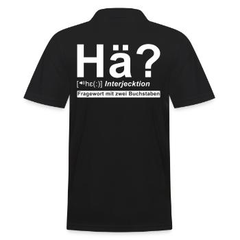 Hä? Fragewort Mit Zwei Buchstaben - Männer Poloshirt - Schwarz - Hinten - Kai (181cm)