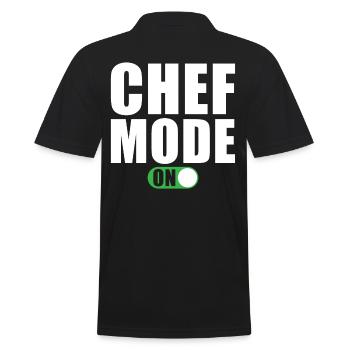 Chefkoch Modus Ein - Männer Poloshirt - Schwarz - Hinten - Kai (181cm)