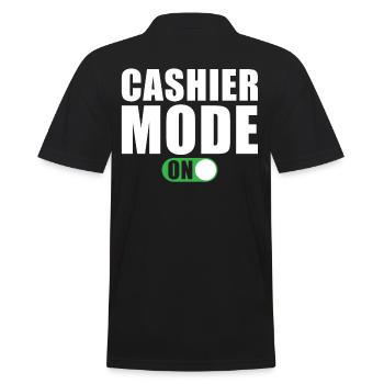 Kassierer Modus Ein - Männer Poloshirt - Schwarz - Hinten - Kai (181cm)