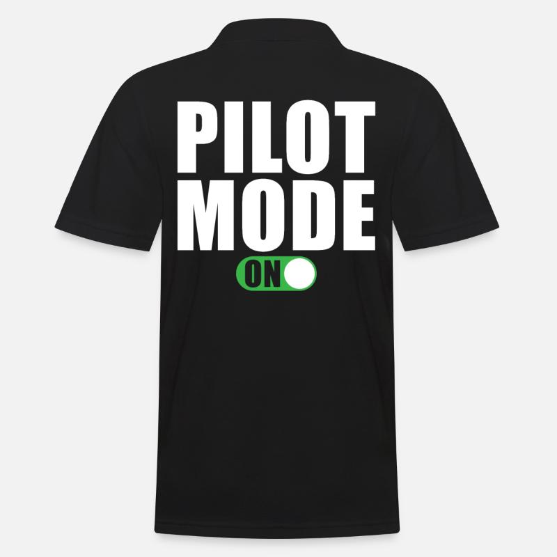 Pilot Modus Ein - Männer Poloshirt - Schwarz