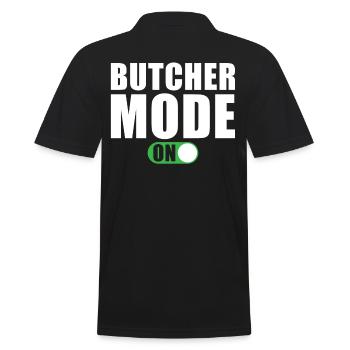 Metzger Modus Ein - Männer Poloshirt - Schwarz - Hinten - Kai (181cm)