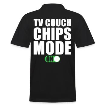 Tv Couch Chips Modus Ein - Männer Poloshirt - Schwarz - Hinten - Kai (181cm)