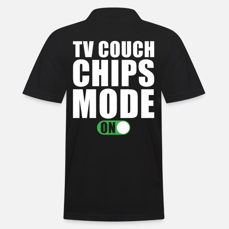 Tv Couch Chips Modus Ein - Männer Poloshirt - Schwarz