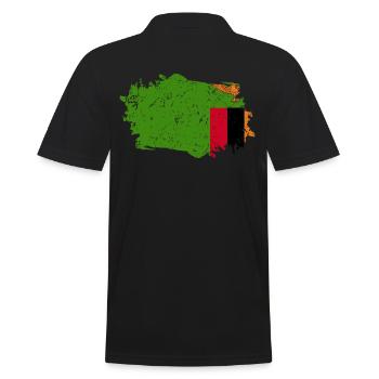 Sambia Flagge Grunge Sambia Fahne - Männer Poloshirt - Schwarz - Hinten - Kai (181cm)
