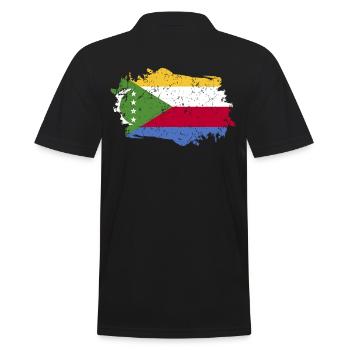 Komoren Flagge Grunge Komoren Fahne - Männer Poloshirt - Schwarz - Hinten - Kai (181cm)