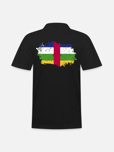 Central African Republic Flag - Men's Polo Shirt - black