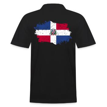 Dominikanische Republik Flagge - Männer Poloshirt - Schwarz - Hinten - Kai (181cm)