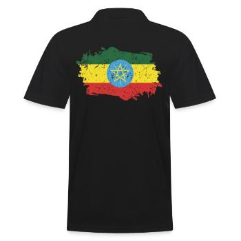 Ethiopia Flag Grunge Ethiopia Flag - Men's Polo Shirt - black - Back - Kai (181cm)