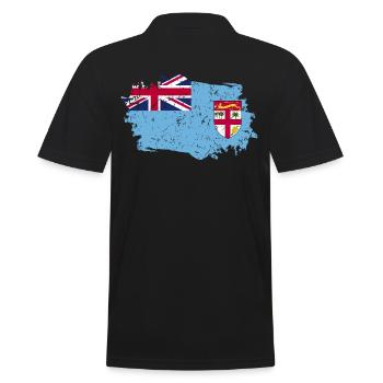 Fiji Flag Grunge Fiji Flag - Men's Polo Shirt - black - Back - Kai (181cm)