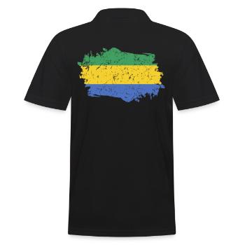 Gabun Flagge Grunge Gabun Fahne - Männer Poloshirt - Schwarz - Hinten - Kai (181cm)