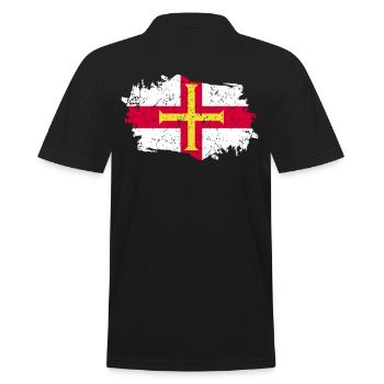 Guernsey Flag Grunge Guernsey Flag - Men's Polo Shirt - black - Back - Kai (181cm)