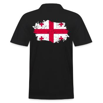 Drapeau de Géorgie Grunge Drapeau de Géorgie - Polo Homme - noir - Dos - Kai (181cm)