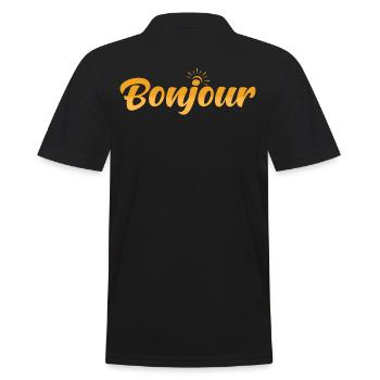 France French Saying Good Morning Bonjour - Men's Polo Shirt - black - Back - Kai (181cm)