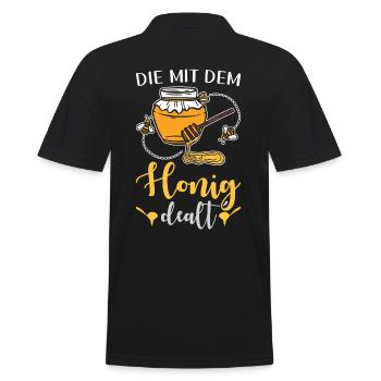 Die mit dem Honig dealt Lustiges Imker - Männer Poloshirt - Schwarz - Hinten - Kai (181cm)