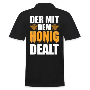 Der mit dem Honig dealt Lustiges Imker - Männer Poloshirt - Schwarz - Hinten - Kai (181cm)