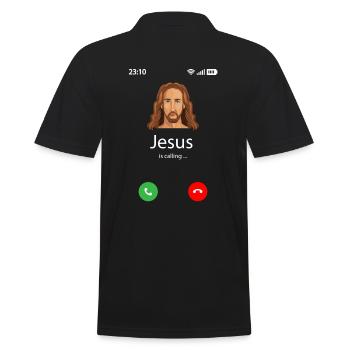 Jesus is calling - Männer Poloshirt - Schwarz - Hinten - Kai (181cm)
