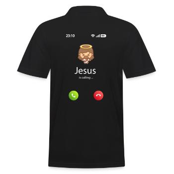 Jesus is calling - Männer Poloshirt - Schwarz - Hinten - Kai (181cm)