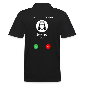 Jesus is calling - Männer Poloshirt - Schwarz - Hinten - Kai (181cm)